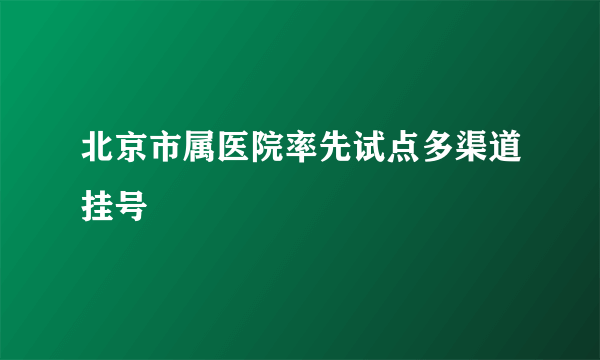 北京市属医院率先试点多渠道挂号