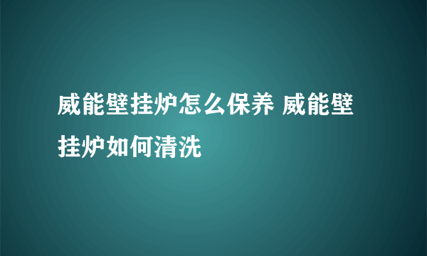 威能壁挂炉怎么保养 威能壁挂炉如何清洗
