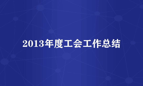 2013年度工会工作总结