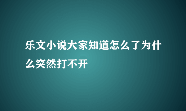 乐文小说大家知道怎么了为什么突然打不开
