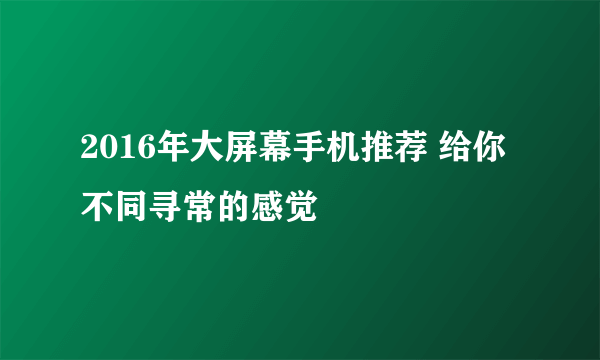 2016年大屏幕手机推荐 给你不同寻常的感觉