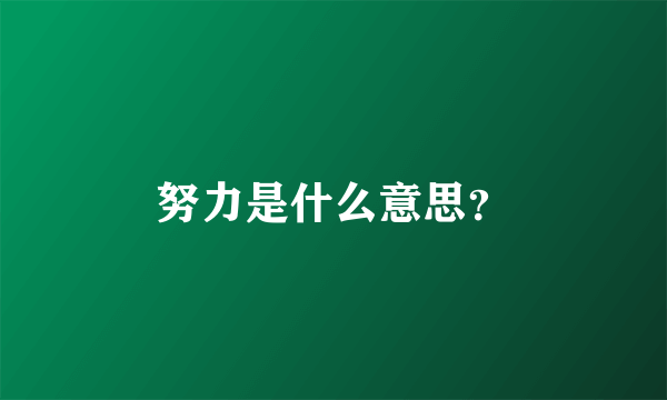 努力是什么意思？