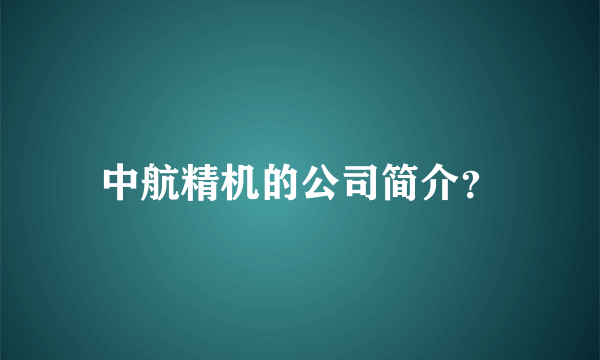 中航精机的公司简介？
