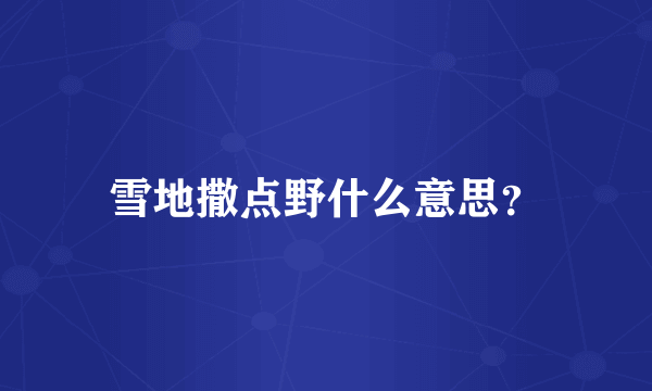 雪地撒点野什么意思？