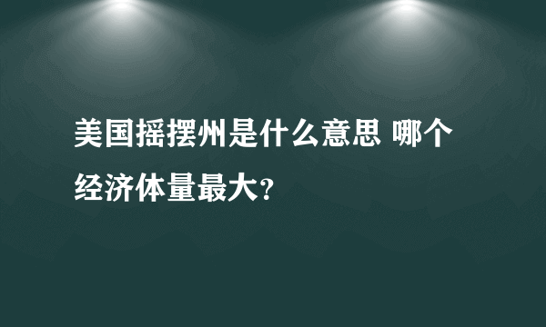 美国摇摆州是什么意思 哪个经济体量最大？