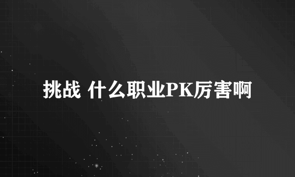 挑战 什么职业PK厉害啊