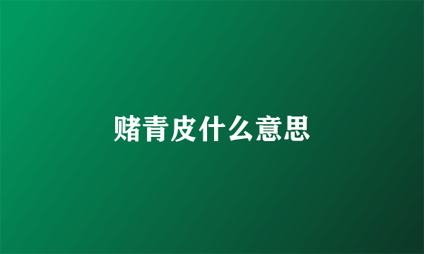 赌青皮什么意思