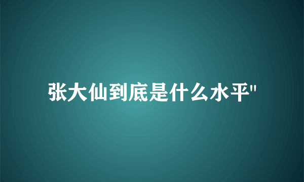 张大仙到底是什么水平