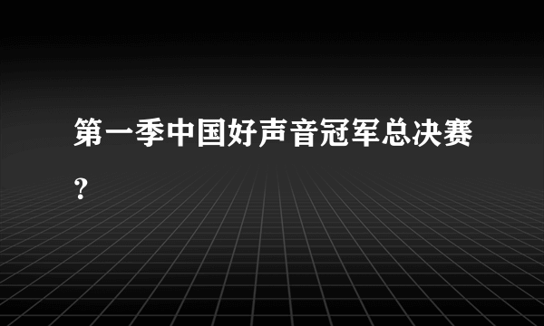 第一季中国好声音冠军总决赛？
