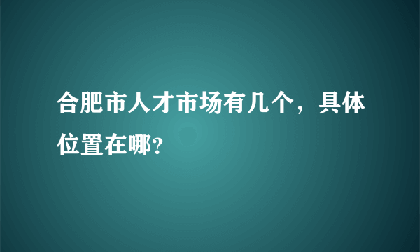 合肥市人才市场有几个，具体位置在哪？