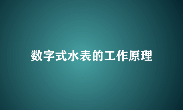数字式水表的工作原理