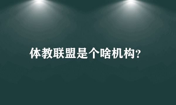 体教联盟是个啥机构？