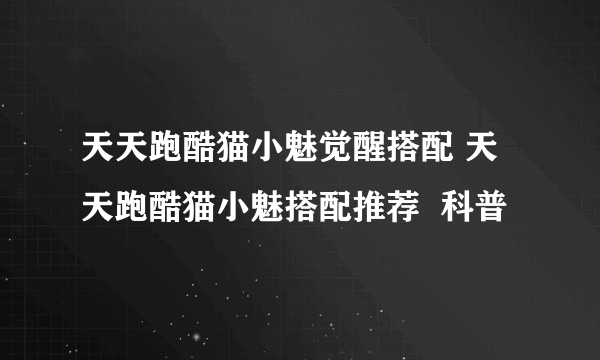 天天跑酷猫小魅觉醒搭配 天天跑酷猫小魅搭配推荐  科普
