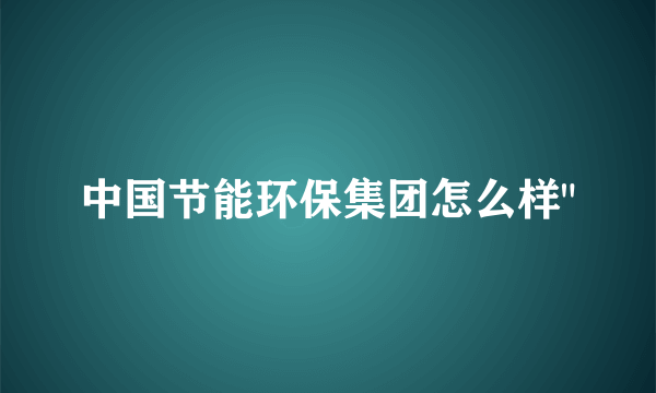 中国节能环保集团怎么样