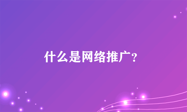 什么是网络推广？