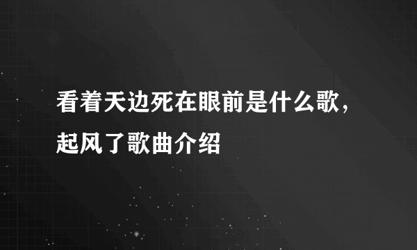 看着天边死在眼前是什么歌，起风了歌曲介绍