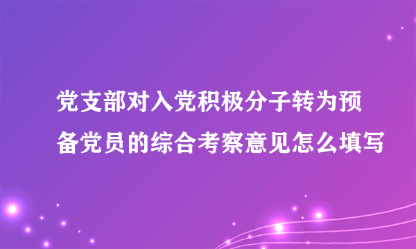 党支部对入党积极分子转为预备党员的综合考察意见怎么填写