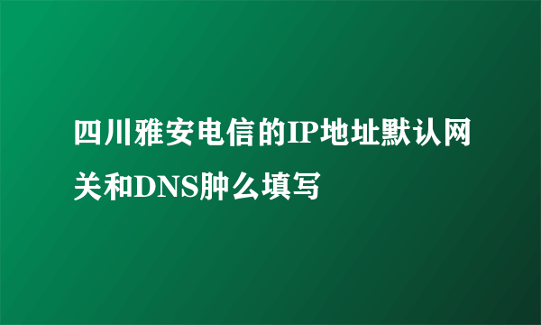 四川雅安电信的IP地址默认网关和DNS肿么填写