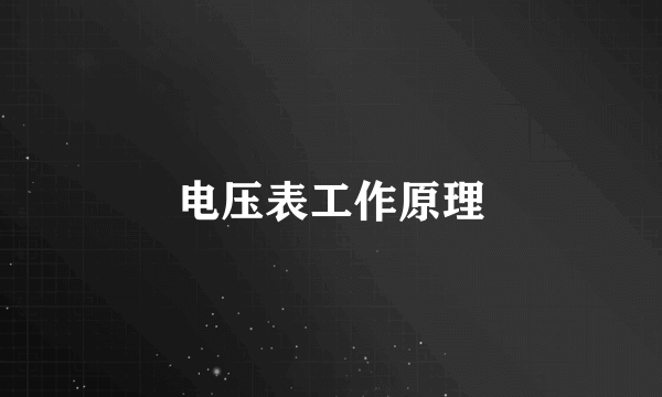 电压表工作原理