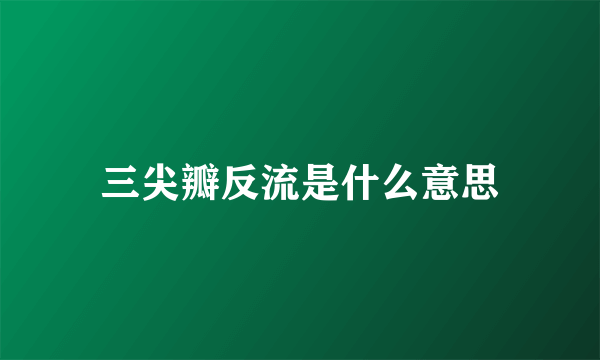 三尖瓣反流是什么意思