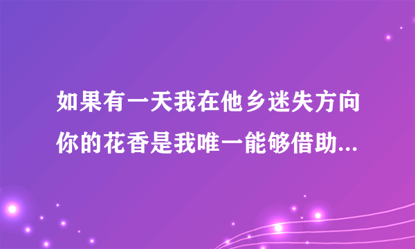 如果有一天我在他乡迷失方向你的花香是我唯一能够借助的翅膀~!~!!这首歌的名字叫什么????跪求找了3个月了