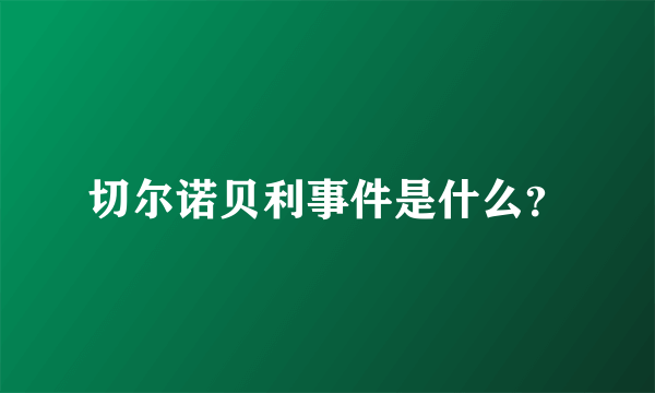 切尔诺贝利事件是什么？