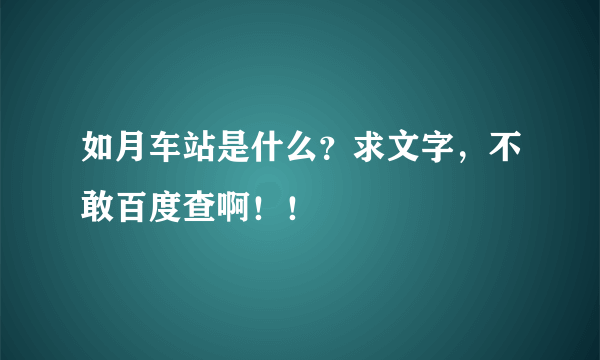 如月车站是什么？求文字，不敢百度查啊！！