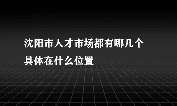 沈阳市人才市场都有哪几个 具体在什么位置