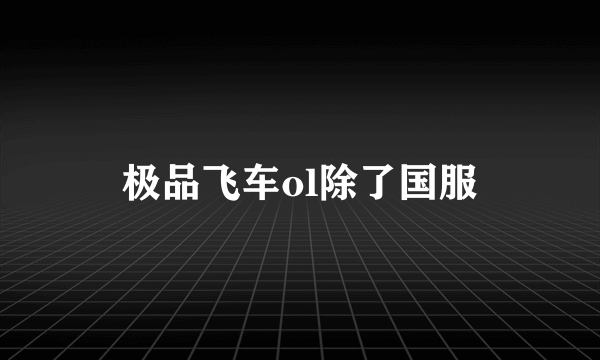 极品飞车ol除了国服