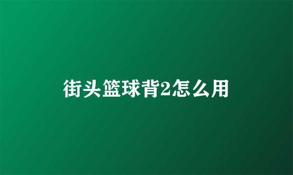 街头篮球背2怎么用