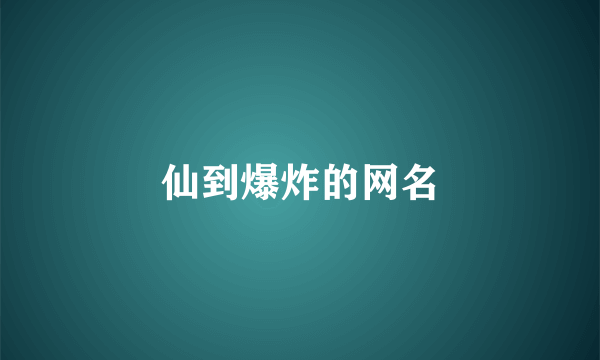 仙到爆炸的网名