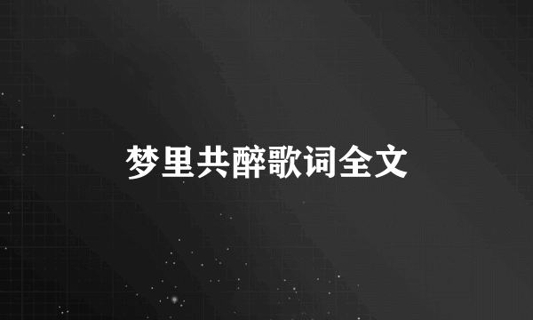 梦里共醉歌词全文