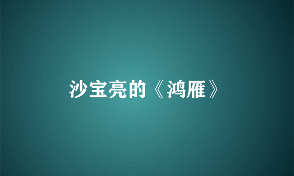 沙宝亮的《鸿雁》
