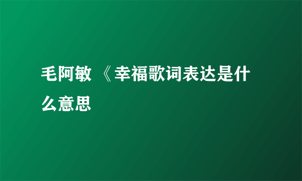 毛阿敏 《幸福歌词表达是什么意思