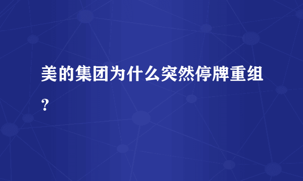 美的集团为什么突然停牌重组？