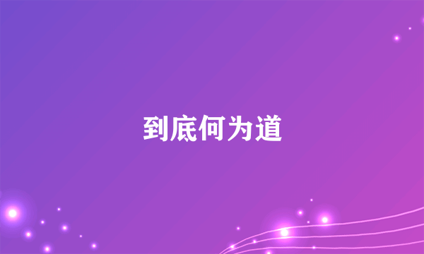到底何为道