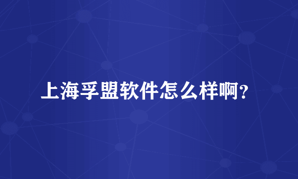 上海孚盟软件怎么样啊？