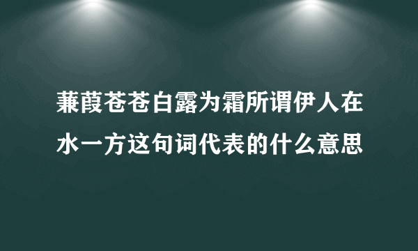 蒹葭苍苍白露为霜所谓伊人在水一方这句词代表的什么意思