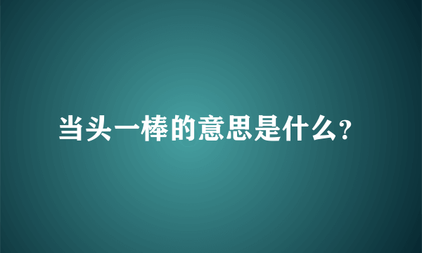 当头一棒的意思是什么？