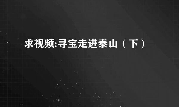 求视频:寻宝走进泰山（下）