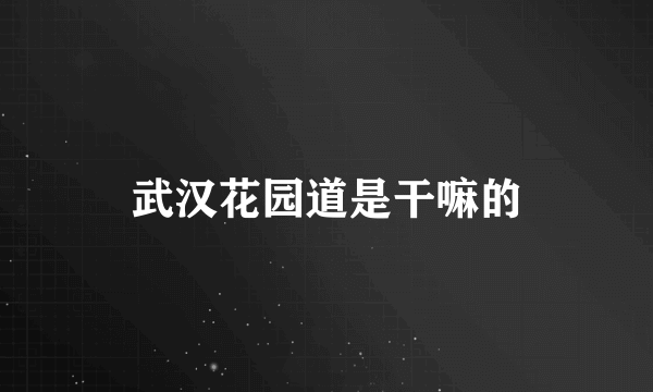 武汉花园道是干嘛的