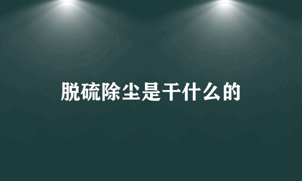 脱硫除尘是干什么的