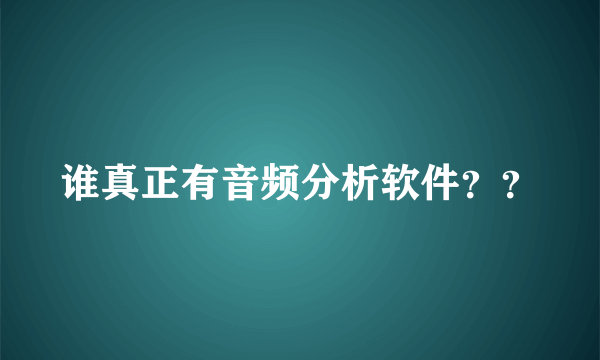 谁真正有音频分析软件？？