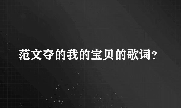 范文夺的我的宝贝的歌词？