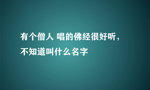 有个僧人 唱的佛经很好听，不知道叫什么名字