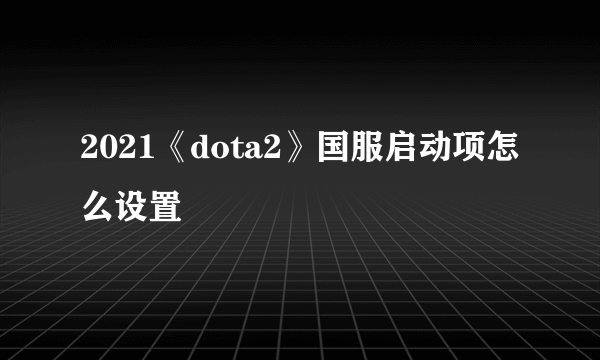 2021《dota2》国服启动项怎么设置