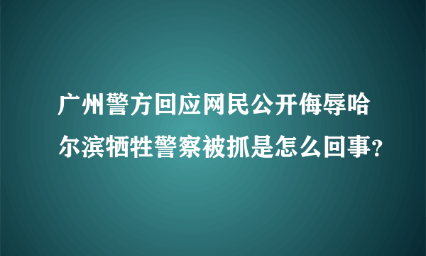广州警方回应网民公开侮辱哈尔滨牺牲警察被抓是怎么回事？