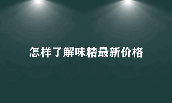 怎样了解味精最新价格
