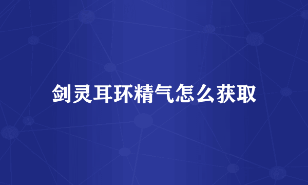 剑灵耳环精气怎么获取