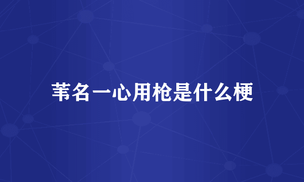 苇名一心用枪是什么梗